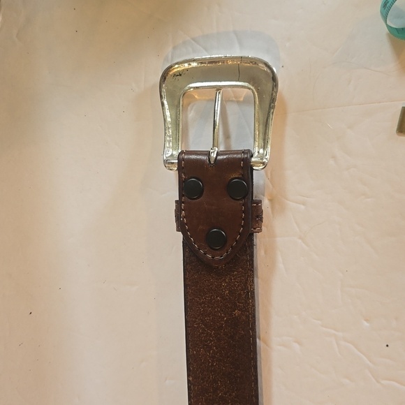 Mens Brown Premium Leather Woven Silver western and Silver Buckle Belt Sz.L/XL - Picture 14 of 15